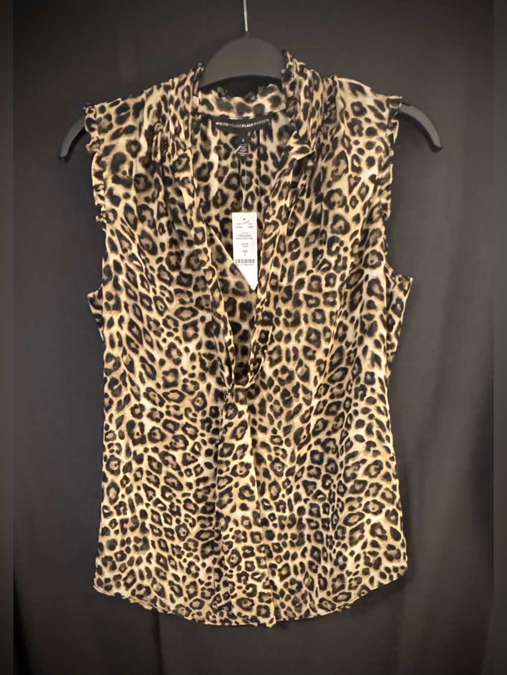 Nwt - White House Black Market Sleeveless Leopard Print Top. Size 4.